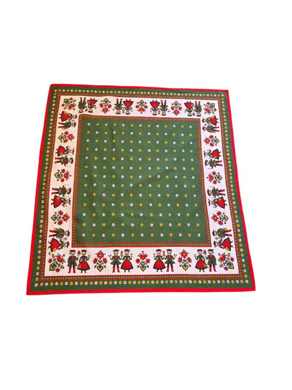 Vintage Kolf Folkloric Austrian Folk Art Scarf Tablecloth Cotton Austria